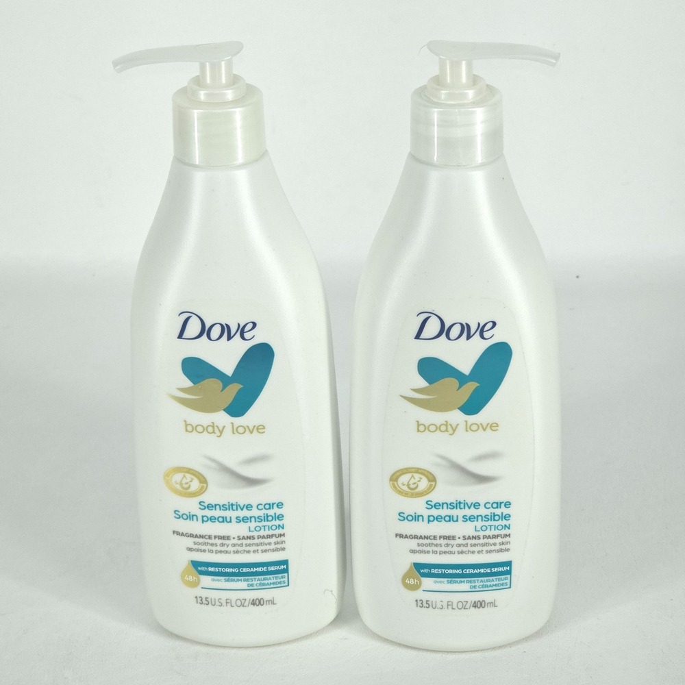 2X Dove Body Love Sensitive Care Softening Lotion Dry Skin Pump Fragrance Free